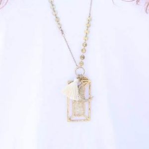 Rectangle Druzy Charm Necklace